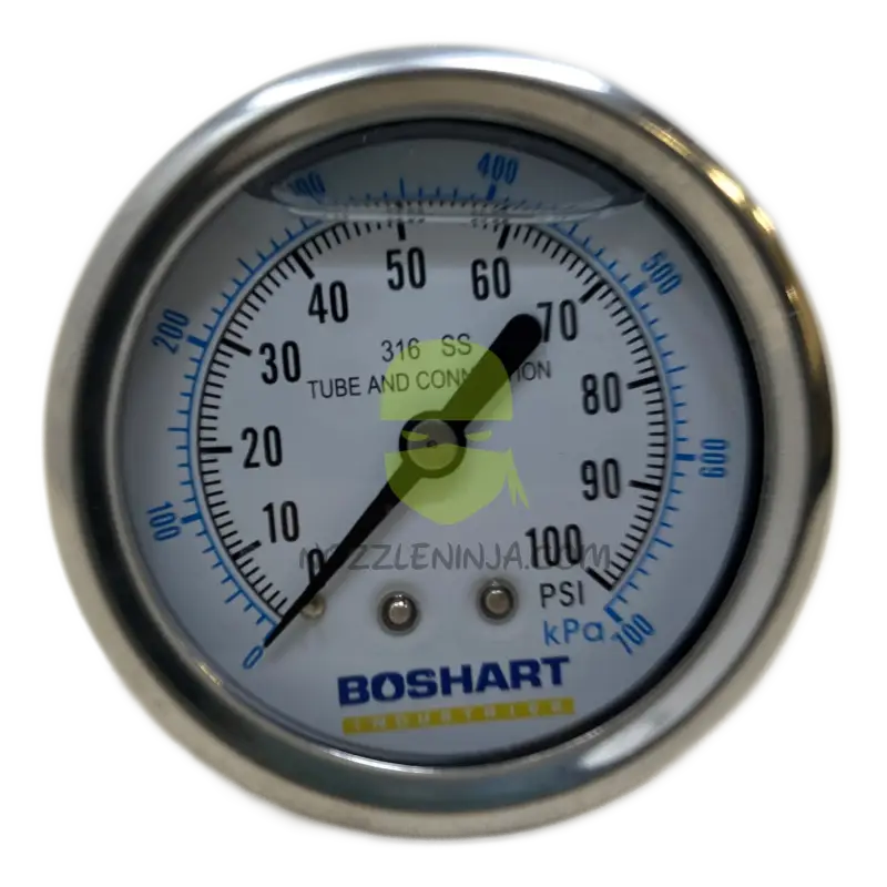 0-100 Psi Pressure Gauge All Stainless Liquid Filled Back Mount 1/4’’ Npt Systems And Controls