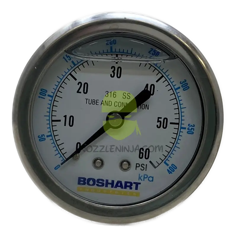 0-60 Psi Pressure Gauge All Stainless Liquid Filled Back Mount 1/4’’ Npt 2.5’’ Face Systems