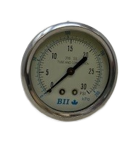 0-30 PSI Pressure Gauge All Stainless, Liquid Filled, Back Mount  1/4" npt - ONLY 2 at this price!