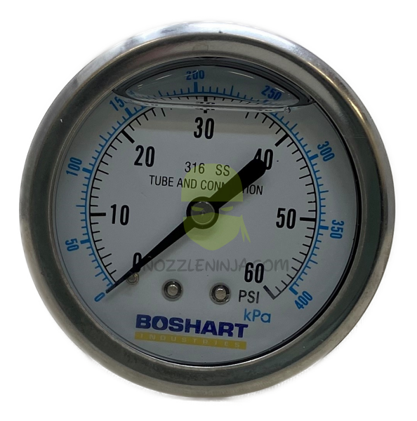 0-60 Psi Pressure Gauge All Stainless Liquid Filled Back Mount 1/4’’ Npt 2.5’’ Face Systems