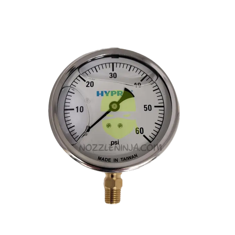 4 Inch 0-60Psi Glycerine Filled Pressure Gauge Brass 0.25 Inch Mpt Sprayer Performance