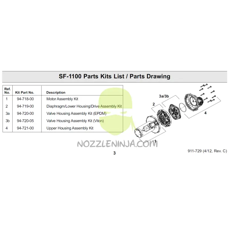 94-720-05 Pump Viton Valve Housing Kit 12V Transfer