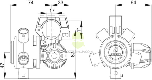 High Flow Nozzle Body 5-Way Jumbo Jet 17Mm Port For John Deere 1’’ Stainless Plumbing An206621