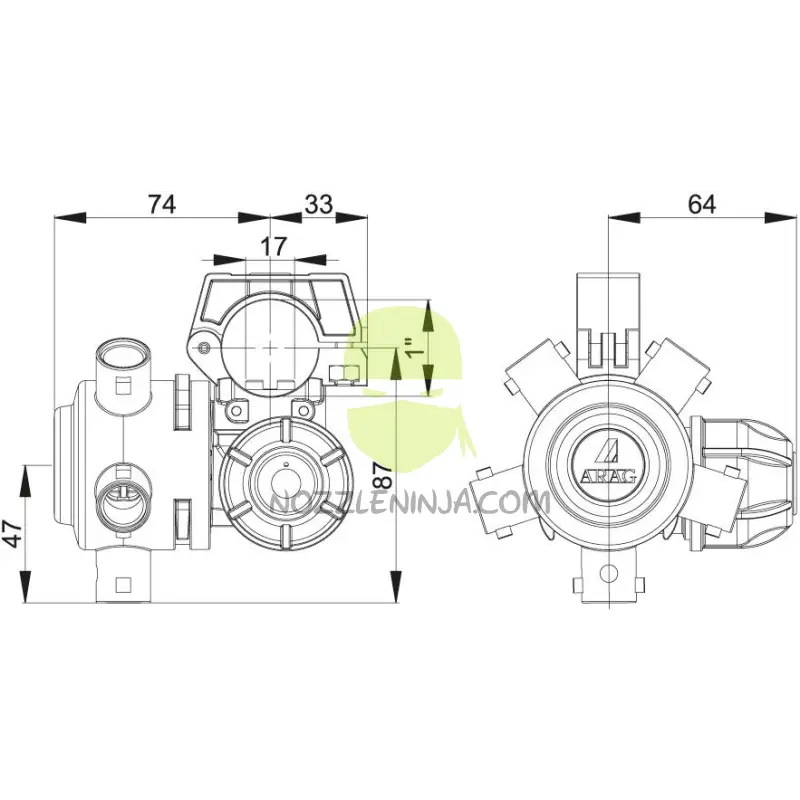 High Flow Nozzle Body 5-Way Jumbo Jet 17Mm Port For John Deere 1’’ Stainless Plumbing An206621