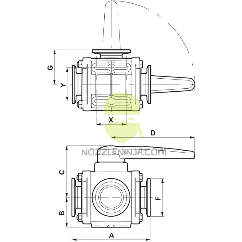 M300 3.0 Inch 3-Way Full Port Side Load Bolted Ball Valve On/Mix/On Manual Valves Flanged