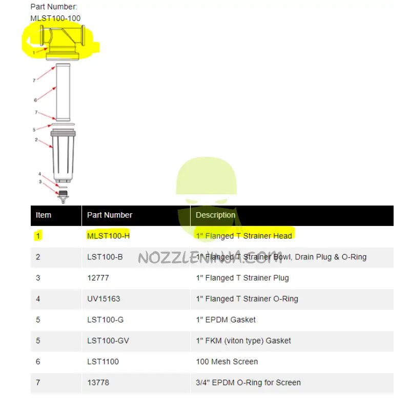 Mlst100H Manifold Strainer Head 1 Inch T Style Parts